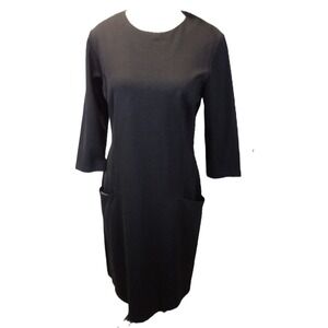 J.‎ McLaughlin Sleek Black Dress w Pockets 3/4 Sleeves Elegant Casual Chic Sz. L